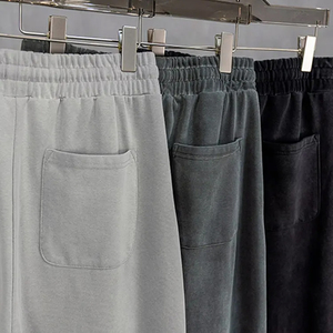 Pantalones de chándal de pana lavada negros para hombre, con cintura elástica y cordón, joggers casuales transpirables de peso medio para otoño, joggers de algodón - Product Image 6