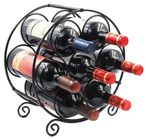 Handcrafted Black Metal 7 <b>Bottle</b> Wine <b>Rack</b> Freestanding Countertop Wine <b>Bottle</b> Holder Modern Decorative Wine <b>Storage</b> Organizer - Product Image 1