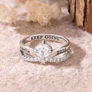 Anillo de Graduación Universitario Personalizado BOJ School Ring 056, Anillo de Colegio Secundario para Ella, con Piedra de Nacimiento, Plata 925, ¡Oferta! - Product Image 1