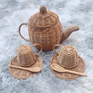 ชุดถ้วยและกล่องใส่น้ำชาหวายสำหรับเด็กผู้หญิงอุปกรณ์เสริมของเล่นน่ารักสำหรับเด็ก - Product Image 2