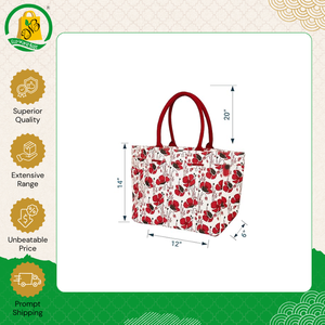 Bolso de mano elegante de algodón biodegradable y ecológico de alta calidad con cierre de cremallera, estampado completo, bolso de hombro informal. - Product Image 3