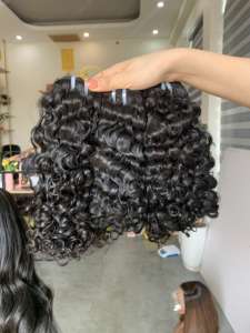 2024 4 pièces 20 pouces brun Remy Extensions de cheveux longs ondulés Jerry Curl lâche vague profonde Styles naturels Double trame - Product Image 3