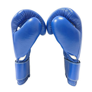 Guantes de Boxeo Azules de Alta Calidad, Diseño OEM Personalizado, Fabricados con Cuero Genuino, Guantes de Sparring con Velcro - Product Image 6