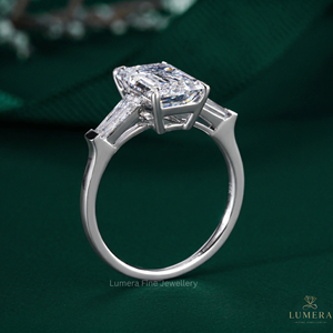 Premium E VS1 Emerald And Tap <b>Diamond</b> <b>Ring</b> 9k 10k 14k 18k Gold Luxury Fine Jewelry Custom Engagement Wedding Band For Her Gift - Product Image 3