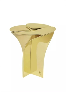 โต๊ะข้างทรงประติมากรรม MSMD Studio Karl Geckler Designer โลหะเคลือบทองโบราณ ประกอบเสร็จสมบูรณ์ โต๊ะข้างดีไซน์หรูหราทันสมัย - Product Image 2