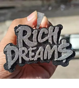 Rich Dreams Moissanite Letter Charms 925 <b>Silver</b> Black Rhodium Plated Iced Out HipHop Style <b>Pendant</b> Custom <b>Initial</b> Letter <b>Pendant</b> - Product Image 4