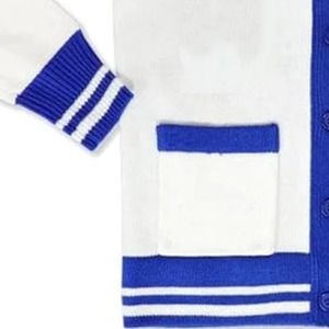 Cárdigan de Mujer con Bloques de Color Blanco y Azul, Cuello en V, Manga Larga, Estilo Preppy, Suéter de Punto con Cierre de Botones, Corte Regular - Product Image 4