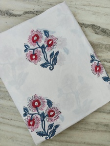 Tissu en coton 100% imprimé à la main style classique, tricoté à motifs floraux, pour la confection de robes, matériaux textiles vintage pour vêtements - Product Image 3