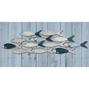 Panneau mural moderne en bois d'acacia flotté, fait main, pour école de poissons - Vente en gros - Product Image 3