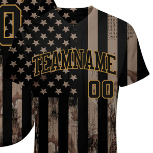 Maillot de baseball personnalisé avec drapeau américain, style vintage, uniforme d'équipe à boutons, t-shirt de sport anti-humidité - Product Image 3