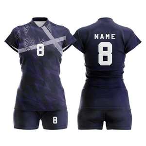 Ensemble d'uniformes de volley-ball unisexes personnalisés, 100% polyester, maillot respirant en mesh sublimé, short, col en V, manches courtes, élastique, 220g - Product Image 5