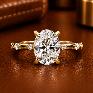 Anillos de Diamantes Cultivados en Laboratorio con Banda Ovalada Estilo Art Deco, Anillos de Boda de Oro Sólido de 14K, Anillos de Compromiso, Certificados por IGI, Venta al Por Mayor de Fábrica - Product Image 1