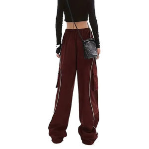 Pantalones Anchos de Mujer al por Mayor, de Cintura Alta, Largos, con Logotipo Personalizado, Estilo Urbano, Joggers de Pierna Ancha, Pantalones Cargo para Mujer - Product Image 3