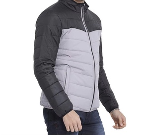 Chaqueta Acolchada para Hombre con Bloques de Color, Cuello Alto, Cierre de Cremallera, Cortavientos, Informal, para Invierno, Largo Regular, Relleno de Poliéster - Product Image 4