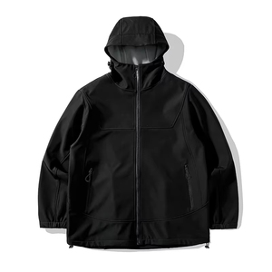 Veste softshell coupe-vent à manches longues noire pour homme, vêtements d'extérieur pour l'hiver - Product Image 1