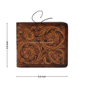2026 New Hand <b>Embossed</b> Custom Western Leather Wallet Handmade Floral Tooling Bifold Wallet for Men Slim <b>Card</b> Holder - Product Image 3