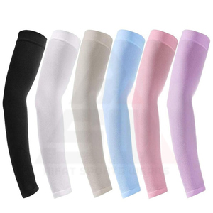 Manchons de cyclisme pour femmes Compports en Spandex/Nylon avec trou pour le pouce, logo personnalisé imprimé par transfert thermique, respirants, protection solaire UV - Product Image 3