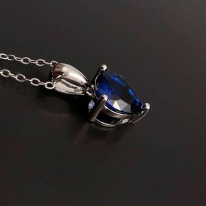 สร้อยคอไพลินเงินแท้รูปหัวใจ ประดับพลอยประจำเดือนกันยายน ของขวัญวันเกิด/วันครบรอบสำหรับผู้หญิง - Product Image 4