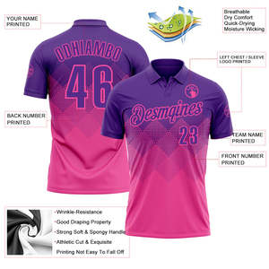 เสื้อโปโลทีมแบบสั่งทำพิเศษ พร้อมพิมพ์ลายด้านหน้า ด้านหลัง และแขนเสื้อ คอเสื้อแบบริบ ผลิตจากโพลีเอสเตอร์คุณภาพสูง รับผลิตแบบ OEM ODM ขายส่ง - Product Image 3