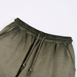 Shorts de survêtement pour hommes en coton épais French Terry, délavé à l'acide, style vintage, décontracté, streetwear - Product Image 4