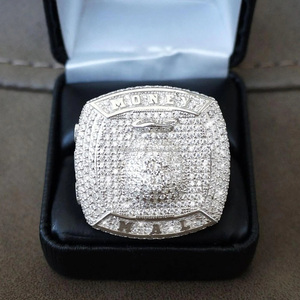 Custom Moissanite Hip Hop Cluster <b>Ring</b> with Rhodium Plating Prong Setting-Personalized <b>Name</b>/Logo Men's Anniversary Birthday Gift - Product Image 1