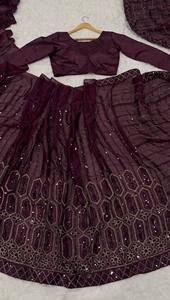 Sari en soie Royal Kasturi avec broderie de paillettes et travail Dori, élégante blouse en satin japonais, style Bollywood, tenue de soirée - Product Image 6