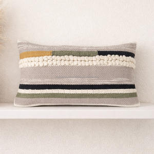Decorative 3 Layer Fringed Soft Color Boho <b>Throw</b> <b>Pillows</b> Durable Lumbar 30x50 Cotton Boho Accent Cushion Cover - Product Image 4
