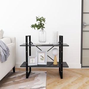 Librería de madera de ingeniería gris de 2 niveles Estantería elegante de tamaño de 31,5 "x 11,8" x 27,6 "para uso en el hogar y la Oficina - Product Image 6