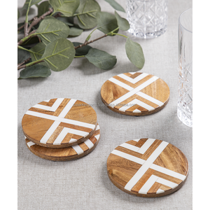 Ensemble de sous-verres en résine et bois rond et carré porte-gobelet sous-verre à thé salle à manger cuisine élégante accessoires de vie - Product Image 5