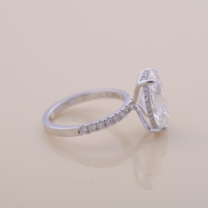 IGI Certified Oval Cut Lab Grown Diamond Hidden Halo Engagement-Wedding Ring in <b>Solid</b> 925 Sterling <b>Silver</b> with Pavé Band - Product Image 5