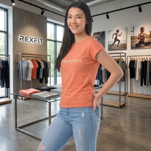 เสื้อยืดกีฬาผู้หญิงทรงหลวม REXFITSPORTS 2026 รุ่นสั่งทำพิเศษ แขนสั้น คอกลม เสื้อออกกำลังกาย ยิม ฟิตเนส แบรนด์ส่วนตัว เสื้อผ้ากีฬา - Product Image 5