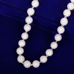 Chaîne cubaine personnalisée en argent sterling 925 avec diamants Moissanite, forme de boule, style hip-hop, 18 pouces - Product Image 5
