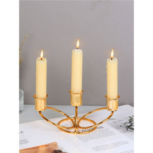 Porte-bougie moderne en métal doré de style nordique, chandelier décoratif de luxe pour centre de table de mariage, élégant pour table à manger et décoration intérieure - Product Image 5