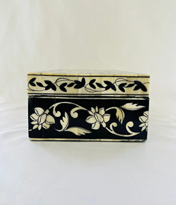 Premium Bone Inlay <b>Trinket</b> <b>Box</b> Handcrafted Wooden Jewelry Organizer with Moroccan Floral Pattern for Dressing Table - Product Image 3