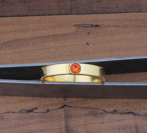 Bague en argent sterling plaqué or avec citrine naturelle, grenat rouge orange étincelant, éternité, pour femme, fiançailles, mariage, fête - Product Image 2