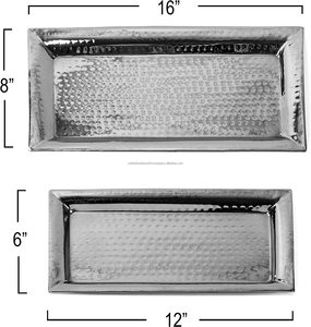 United Trade World Hammered Metal Serving <b>Tray</b> Disposable Chrome Platter for <b>Party</b> Appetizer <b>Food</b> Packaging Accessory with Lids - Product Image 5