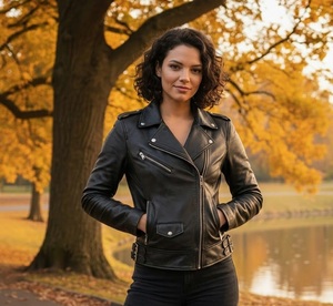 <b>Real</b> <b>Leather</b> <b>Jacket</b> Breathable Plaid Pattern Biker <b>Jacket</b> Winter Streetwear Biker Style Moto <b>Jacket</b> Fashion <b>Jacket</b> - Product Image 2