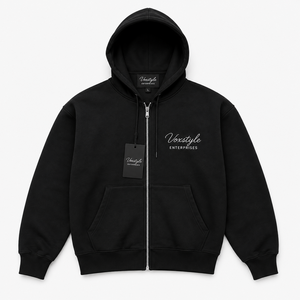Custom <b>Black</b> Zip-Up Hoodie Manufacturer | Premium Cotton Fleece <b>Sweatshirt</b> with Custom Logo & Private Label - Product Image 1