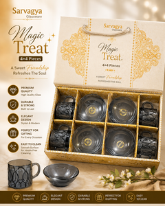 Juego de Regalo de Tazas y Tazones de Cerámica de Lujo, 4 + 4 Piezas, Caja de Papel Rígido, Vajilla para Té y Café con Impresión, para las Fiestas - Product Image 5