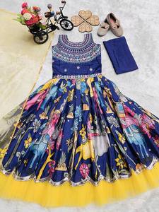 Robe élégante pour enfants de style Lehenga avec motif imprimé – Robe de fête festive pour filles - Product Image 5