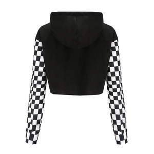 Sudadera corta con capucha para mujer, manga larga, estampado abstracto, tejido de poliéster, ropa informal de primavera - Product Image 4