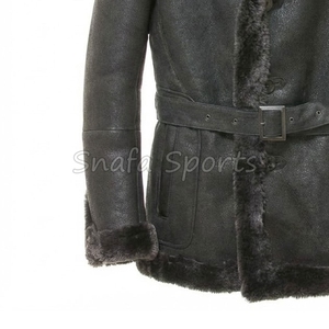 Men Fur Leather <b>Jackets</b> Distressed Pure Sheepskin Sherpa <b>Shearling</b> Faux Fur Soft Flight <b>Bomber</b> Lather <b>jacket</b> - Product Image 4