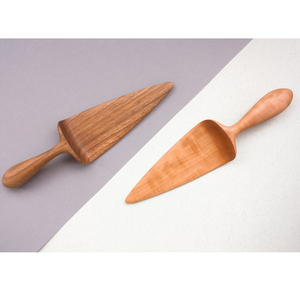 Cuchara para servir pasteles de madera natural, 2 piezas, forma triangular, para uso en su vajilla doméstica. - Product Image 6
