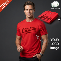Custom Men's Red T-Shirt O-Neck Short Sleeve Front Logo Blank Design Streetwear Regular Fit 100% Cotton Jersey Fabric Letter