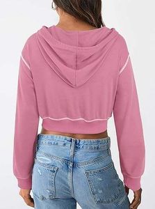 เสื้อสเวตเตอร์มีฮู้ดสำหรับผู้หญิง แขนยาว สีพื้น ผ้าฝ้ายถัก ใส่ได้ในฤดูใบไม้ร่วง - Product Image 6