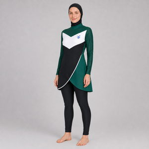 Wholesale Women Modest <b>Burkini</b> Set High Quality Full Coverage Muslim <b>Swimwear</b> Quick Dry Breathable Solid Casual Custom - Product Image 2