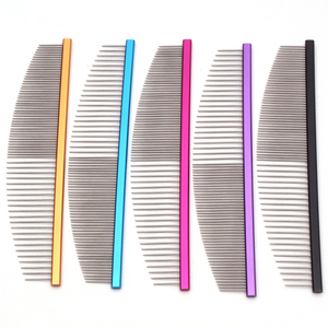 Peigne de toilettage pour animaux de compagnie, chiens et chats, en acier inoxydable, à dents arrondies, professionnel et coloré - Product Image 2