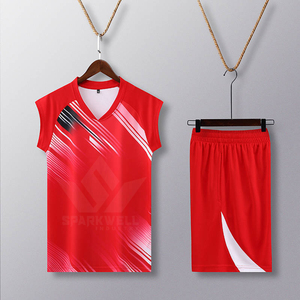 Ensemble de maillots de volley-ball pour femmes, blanc, marine et rose, col en V, sans manches, impression sublimée, polyester respirant, uniforme sportif - Product Image 4