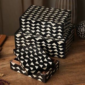 Modern Inlay Patterns Wooden and Resin Organizer Box Artisan Jewelry Decor with Unique Design - Product Image 3