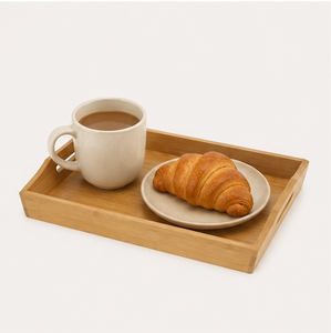 Modern Eco-friendly Durable <b>Bamboo</b> Wooden Serving Platter & Tray with Floral Design for Wedding Tea <b>Coffee</b> Fruit Snack Serving - Product Image 2